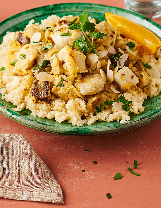 Tajine de Cabillaud à l’orange et aux dattes