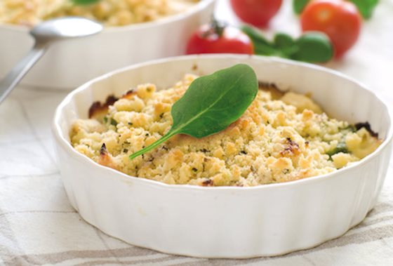 Crumble de légumes coulis d'épinards