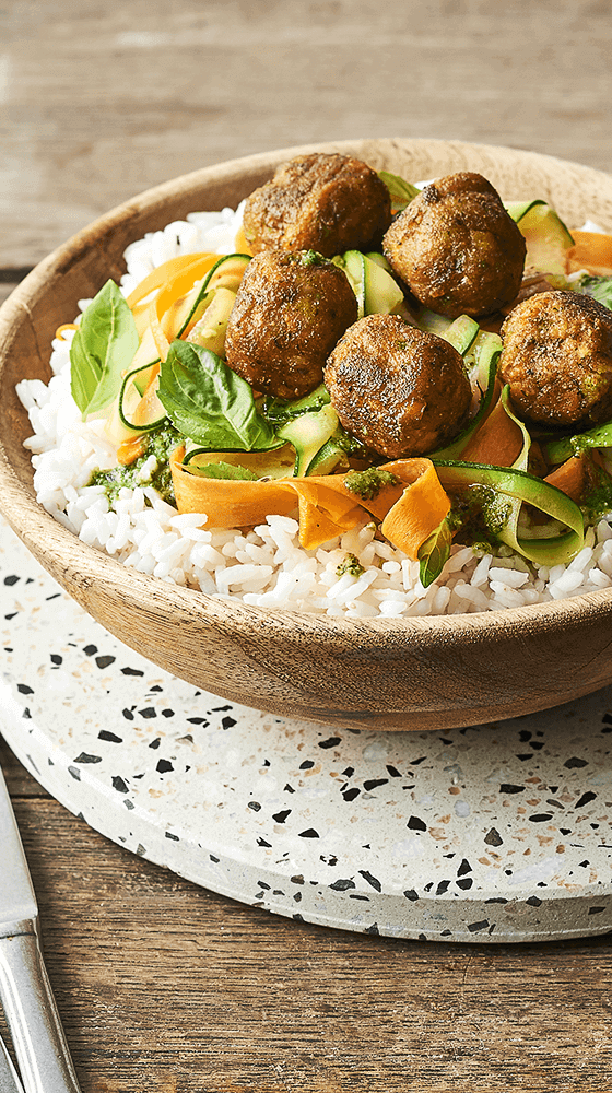 Boulettes de légumes Green Cuisine Findus, légumes, riz et pesto