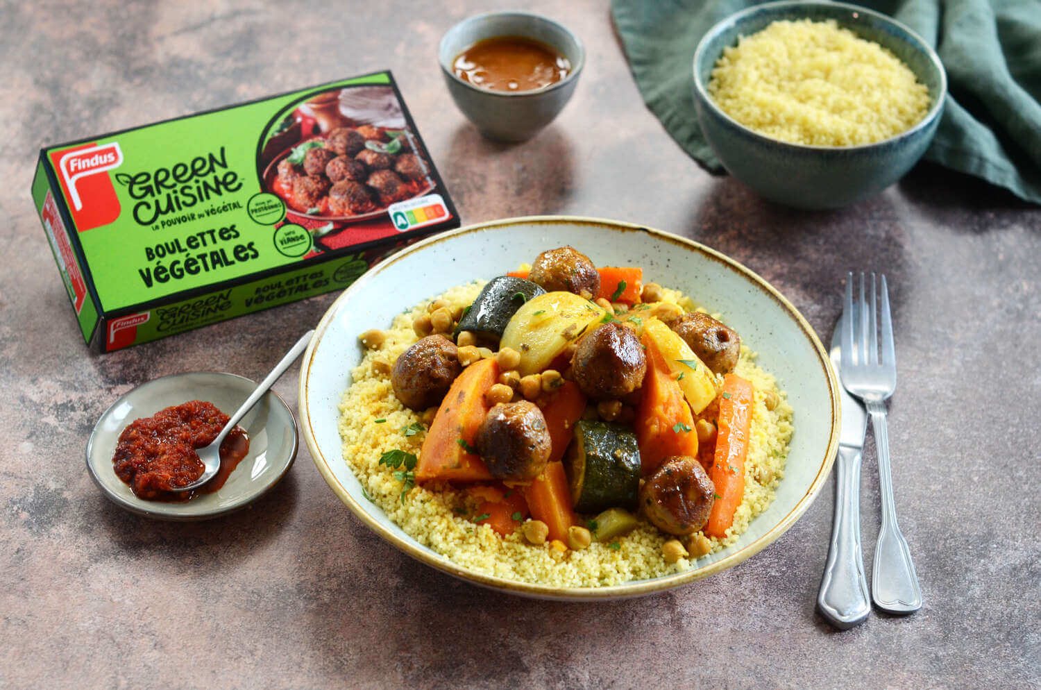 Recette de couscous aux légumes et aux boulettes végétales
