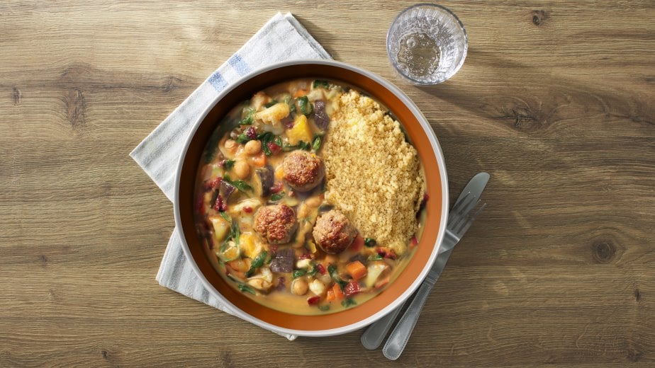  Légumes à l’orientale, Semoule et falafels façon couscous