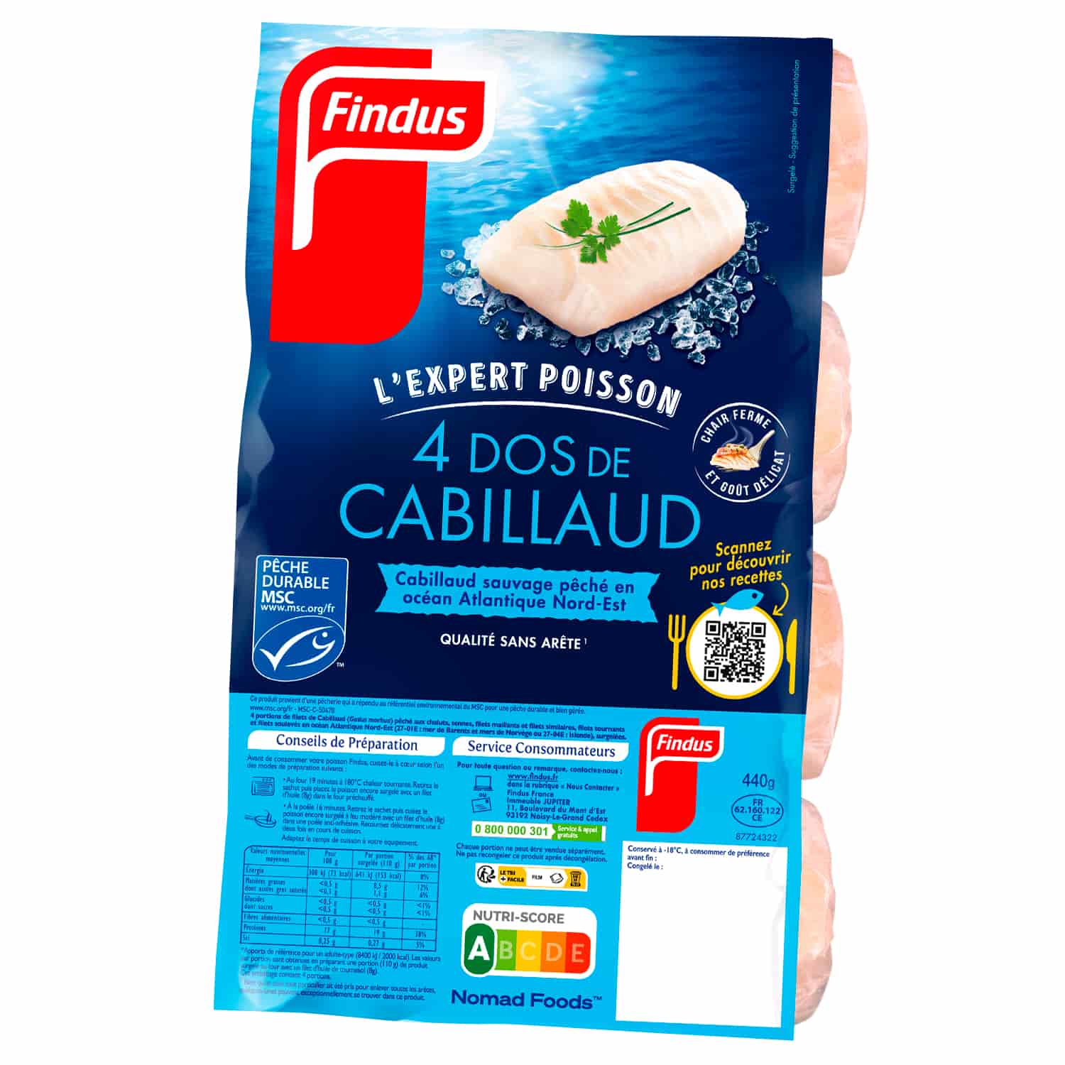Dos de cabillaud Findus