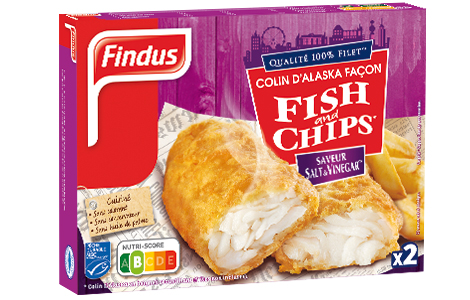 Filets panés de Colin d'Alaska façon fish and chips saveur Salt &amp; Vinegar surgelés Findus