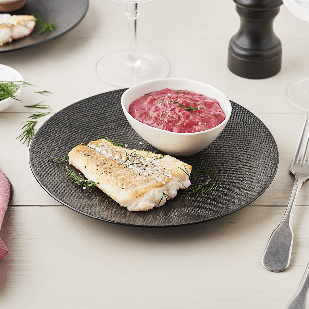 Filet de cabillaud, mousseline de betterave au balsamique 