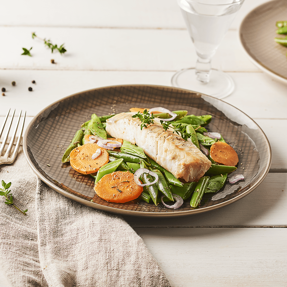 Dos de colin d’Alaska aux légumes primeurs