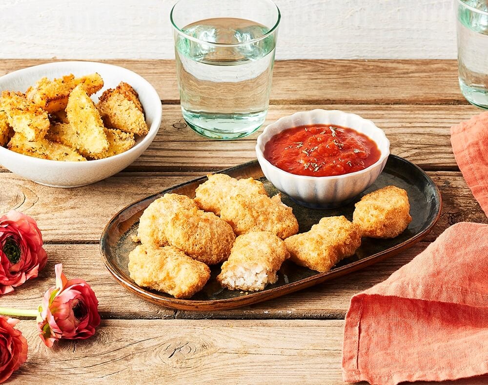 Nuggets de poisson façon Fish & Chips, potatoes 